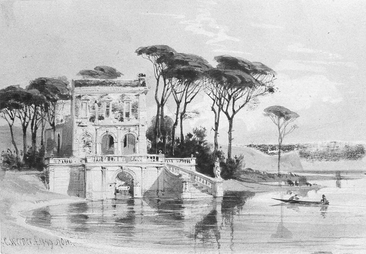 Italian Lake Scene with Villa (from Cropsey Album) — Carl Friedrich Heinrich Werner