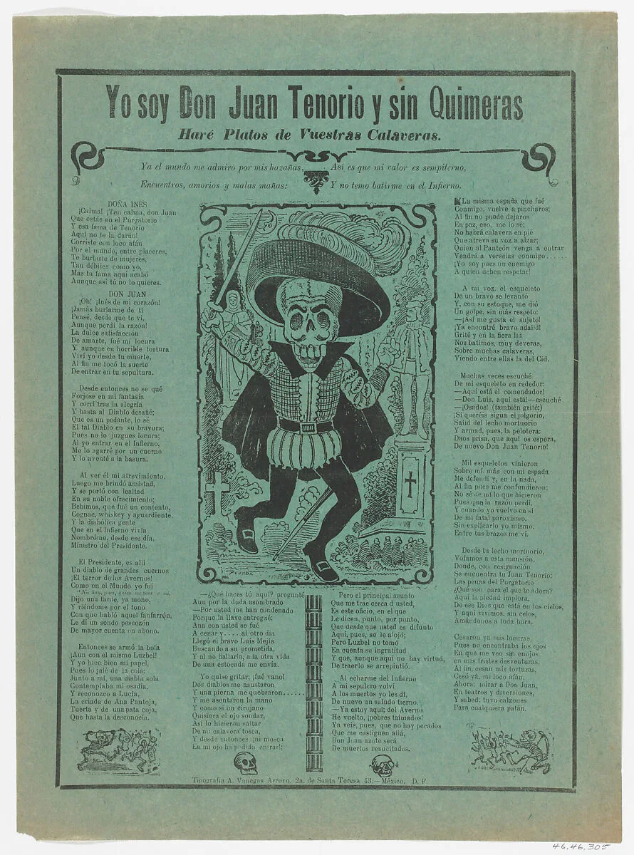 The skeleton of Don Juan Tenorio — José Guadalupe Posada|Antonio Vanegas Arroyo