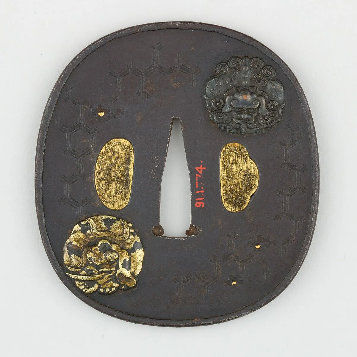 Sword Guard (<i>Tsuba</i>) Depicting Shishi Lion and Elephant (獅子象図鐔) — Unknown