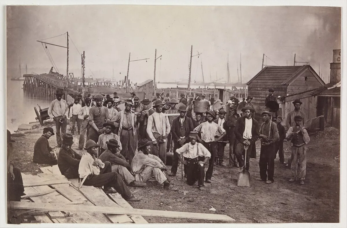 Laborers at Quartermaster's Wharf, Alexandria, Virginia — Mathew B. Brady|Andrew Joseph Russell