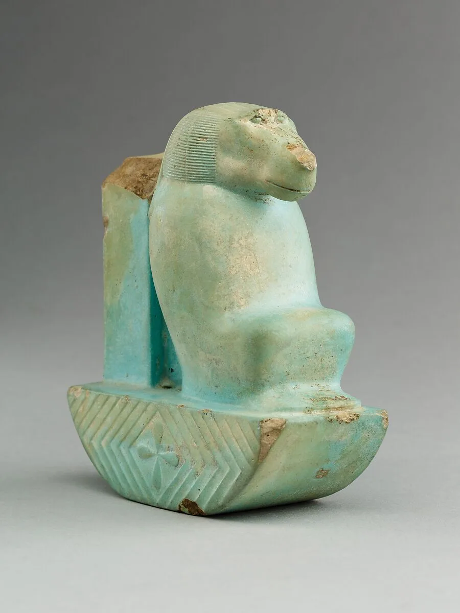 Figure of baboon on a basket and with a pillar, the shebet offering — Unknown
