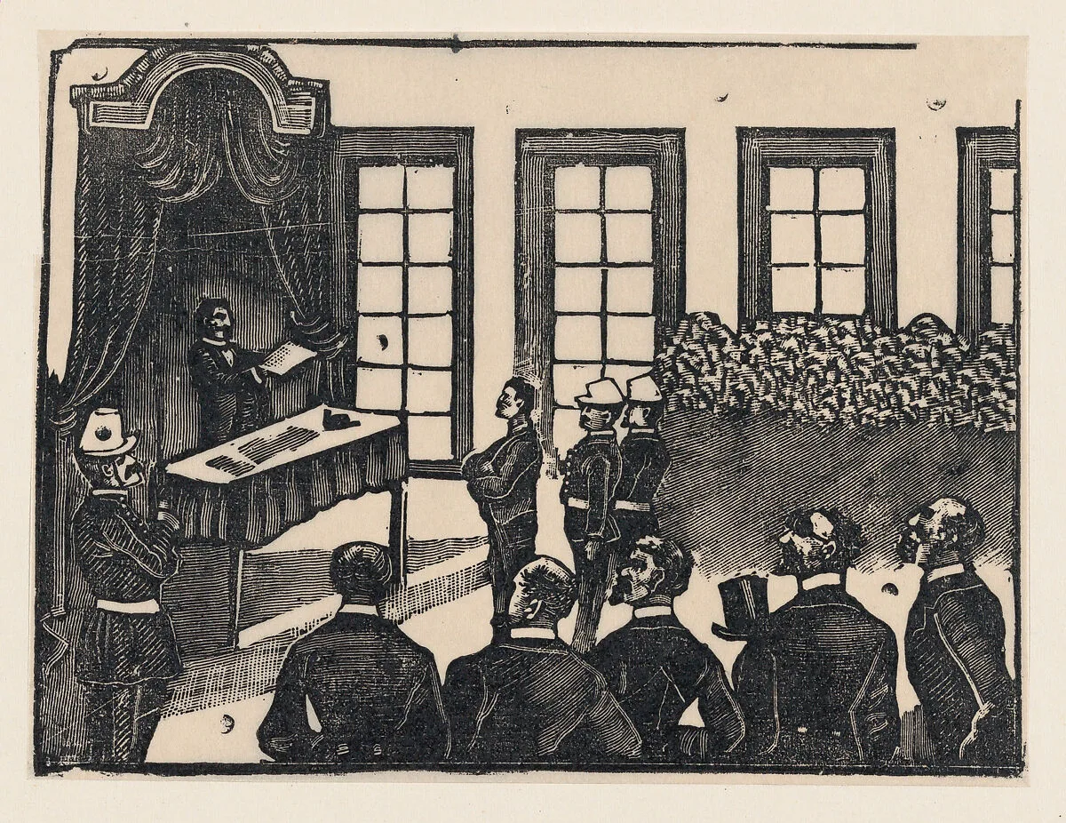 A courtroom scene — José Guadalupe Posada