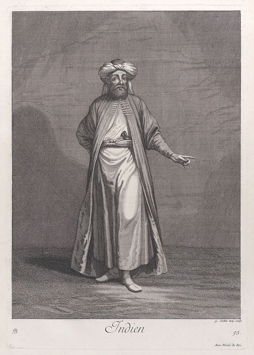 Indien, plate 93 from "Recueil de cent estampes représentent differentes nations du Levant" — Jacques le Hay|Jean Baptiste Vanmour|Gérard Jean Baptiste Scotin I