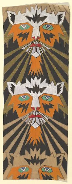Vertical Panel with a Pattern of Tigers' Heads — Anonymous, French, 20th century