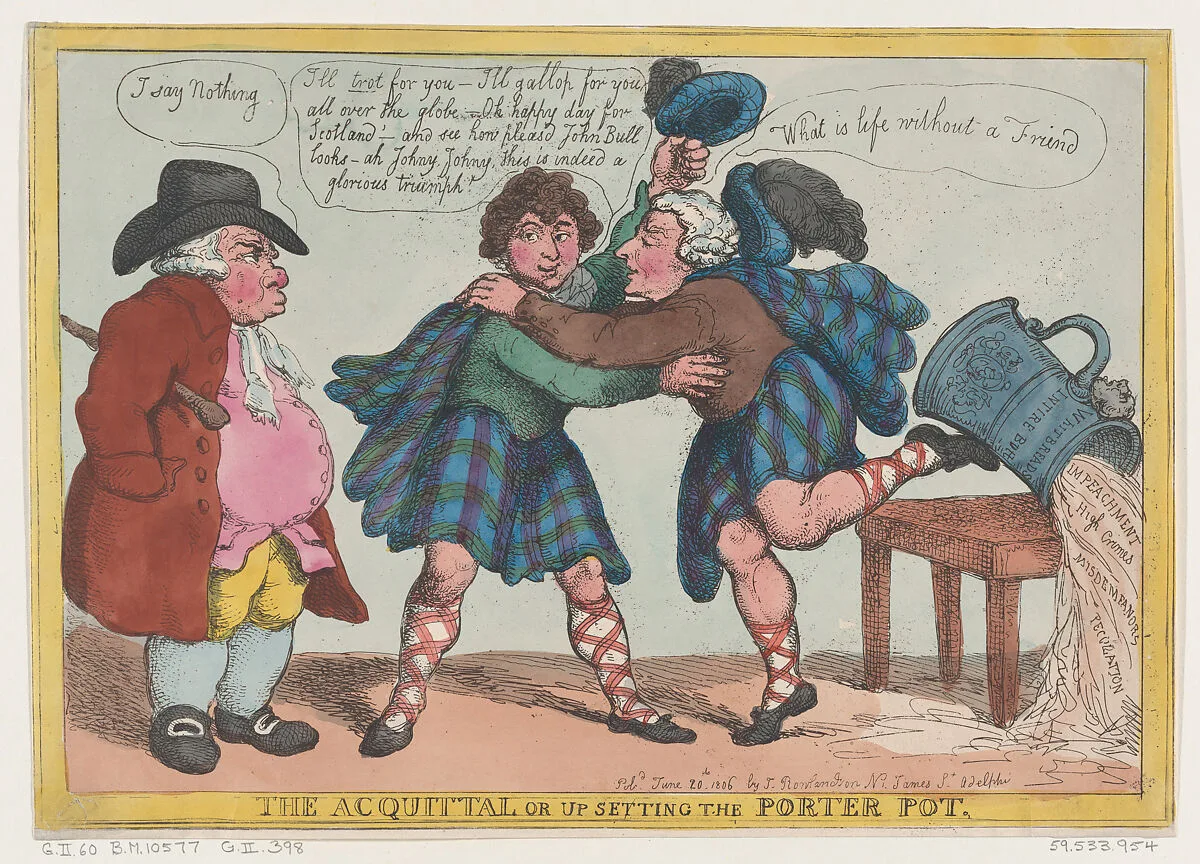 The Acquittal, or Upsetting the Porter Pot — Rudolph Ackermann, London|Thomas Rowlandson