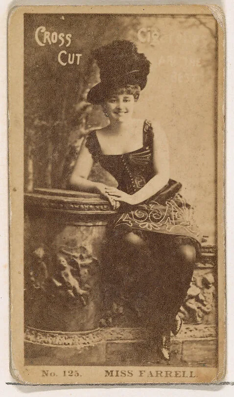 Card Number 125, Miss Farrell, from the Actors and Actresses series (N145-2) issued by Duke Sons & Co. to promote Cross Cut Cigarettes — W. Duke, Sons & Co.