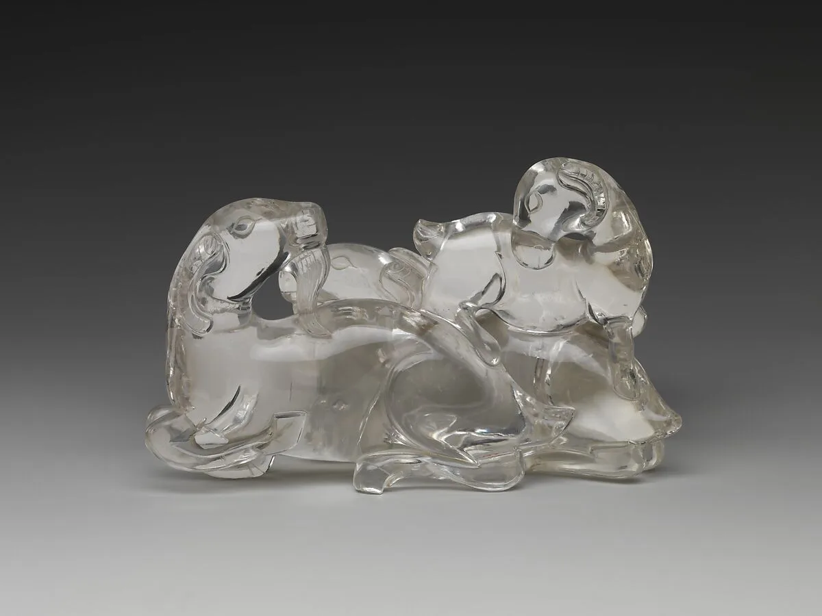 清 水晶三陽開泰擺件|Three goats — Unknown