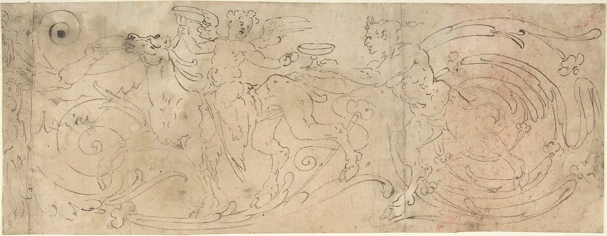 Frieze with Acanthus Rinceau with Grotesques — Anonymous, Italian, second half of the 16th century
