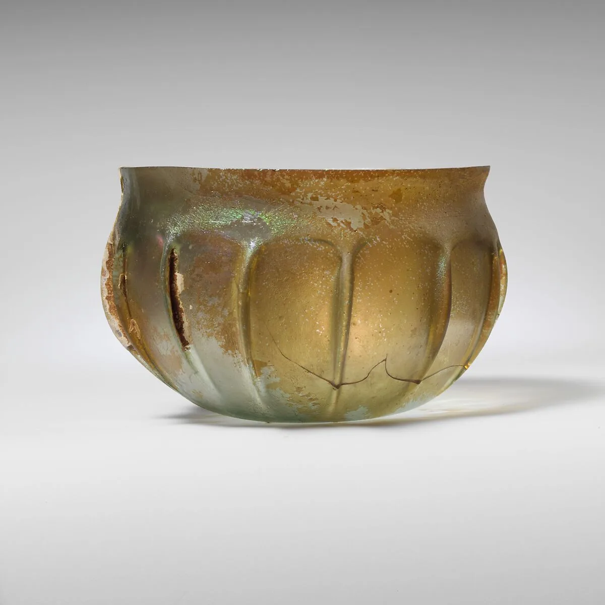Glass ribbed bowl — Unknown