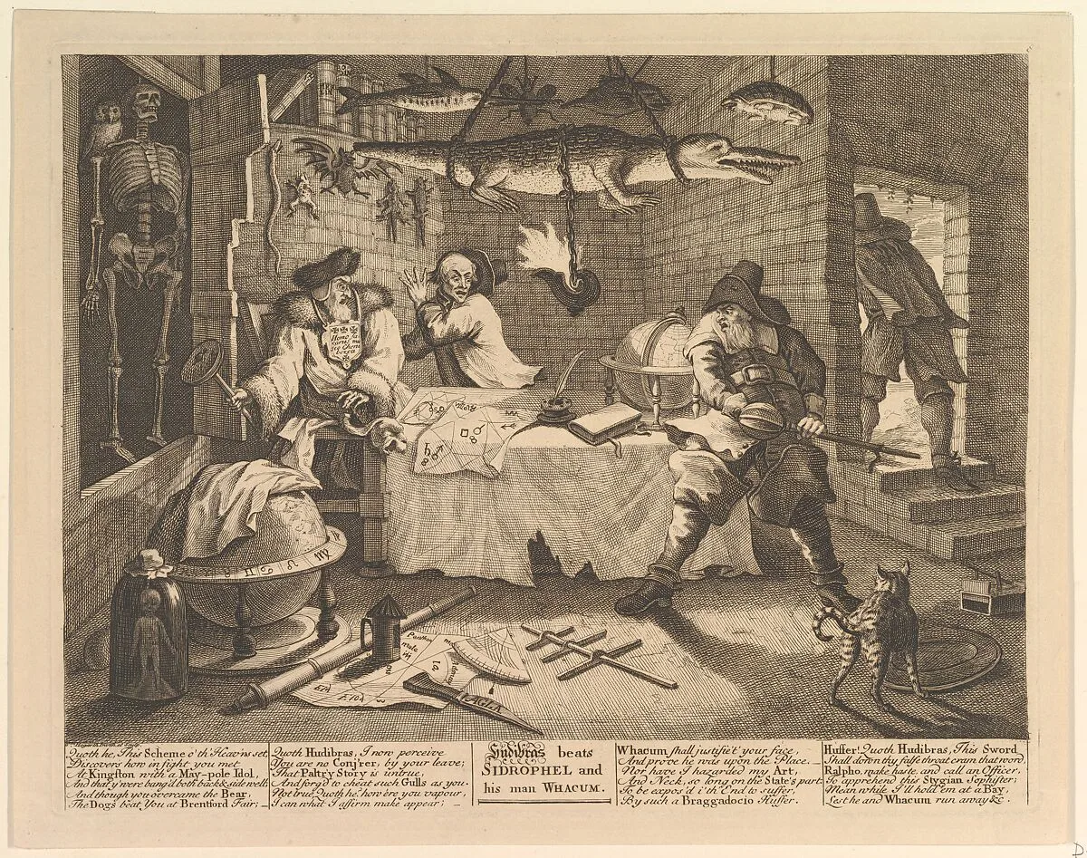 Hudibras beats Sidrophel and his man Whacum (Twelve Large Illustrations for Samuel Butler's Hudibras, Plate 8) — William Hogarth|Samuel Butler