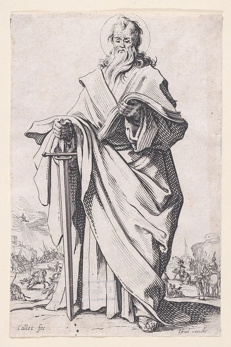 St. Paul, from Les Grands Apôtres Debout, Représentant Le Sauveur, La Bienheureuse Marie et Les Saints Apôtres (The Large Standing Apostles, Representing The Savior, The Blessed Mary and The Apostles) — Jacques Callot|Israël Henriet
