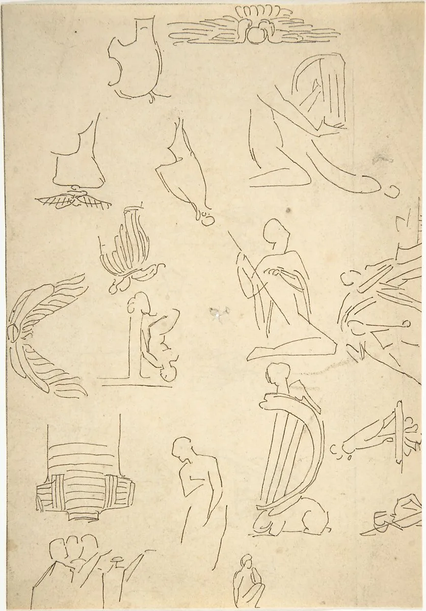Sketches of Miscellaneous Egyptian Details and Figures (recto and verso) — William Pitts