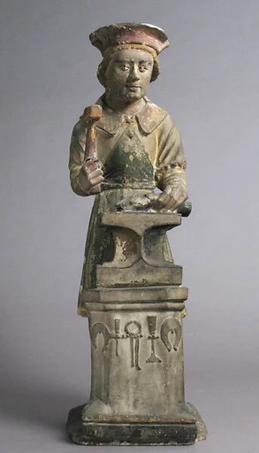 Sculpture of Saint Eloi Working on an Anvil in the Style of the 16th Century