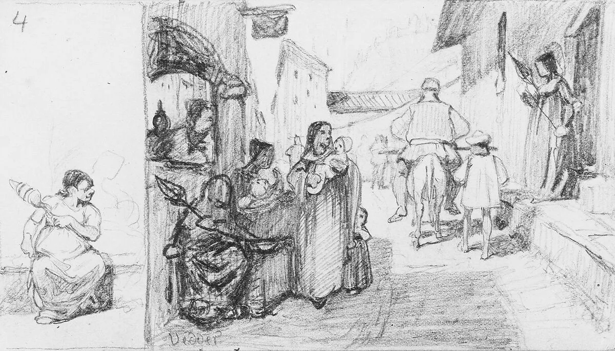 The Fable of the Miller, His Son and the Donkey No. 4 — Elihu Vedder