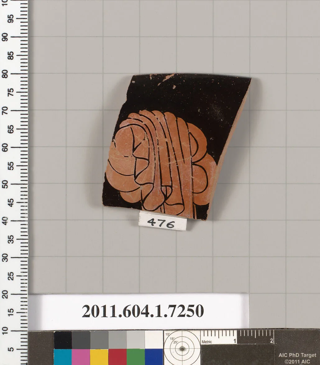 Terracotta rim fragment of a kylix (drinking cup) — Makron