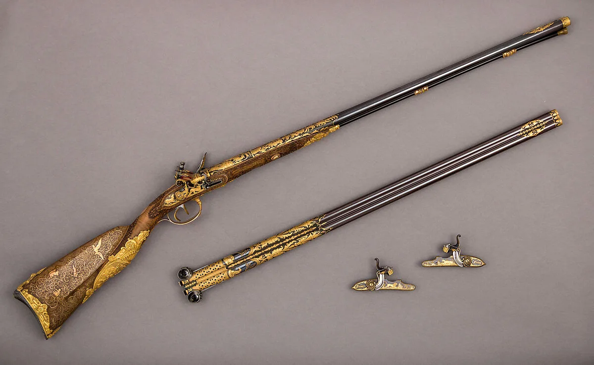 Double-Barreled Flintlock Shotgun with Exchangeable Percussion Locks and Barrels — Léopold Bernard|Nicolas Noël Boutet|B. Montagnon|G. Zaoué