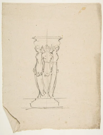 Desing for a base or support with three female figures