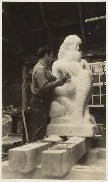 Early Stage of Carving "Mother and Child" — Charles Sheeler
