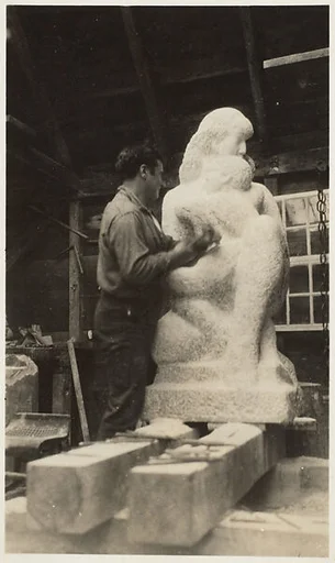 Early Stage of Carving "Mother and Child"