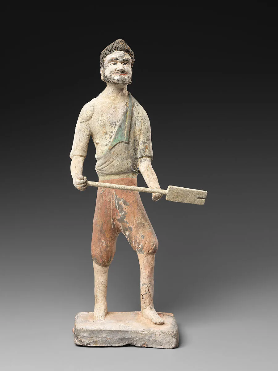 唐 彩繪陶持鏟男俑|Man with a shovel — Unknown