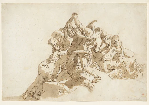 Soldiers Trying to Prevent Two Men From Fighting