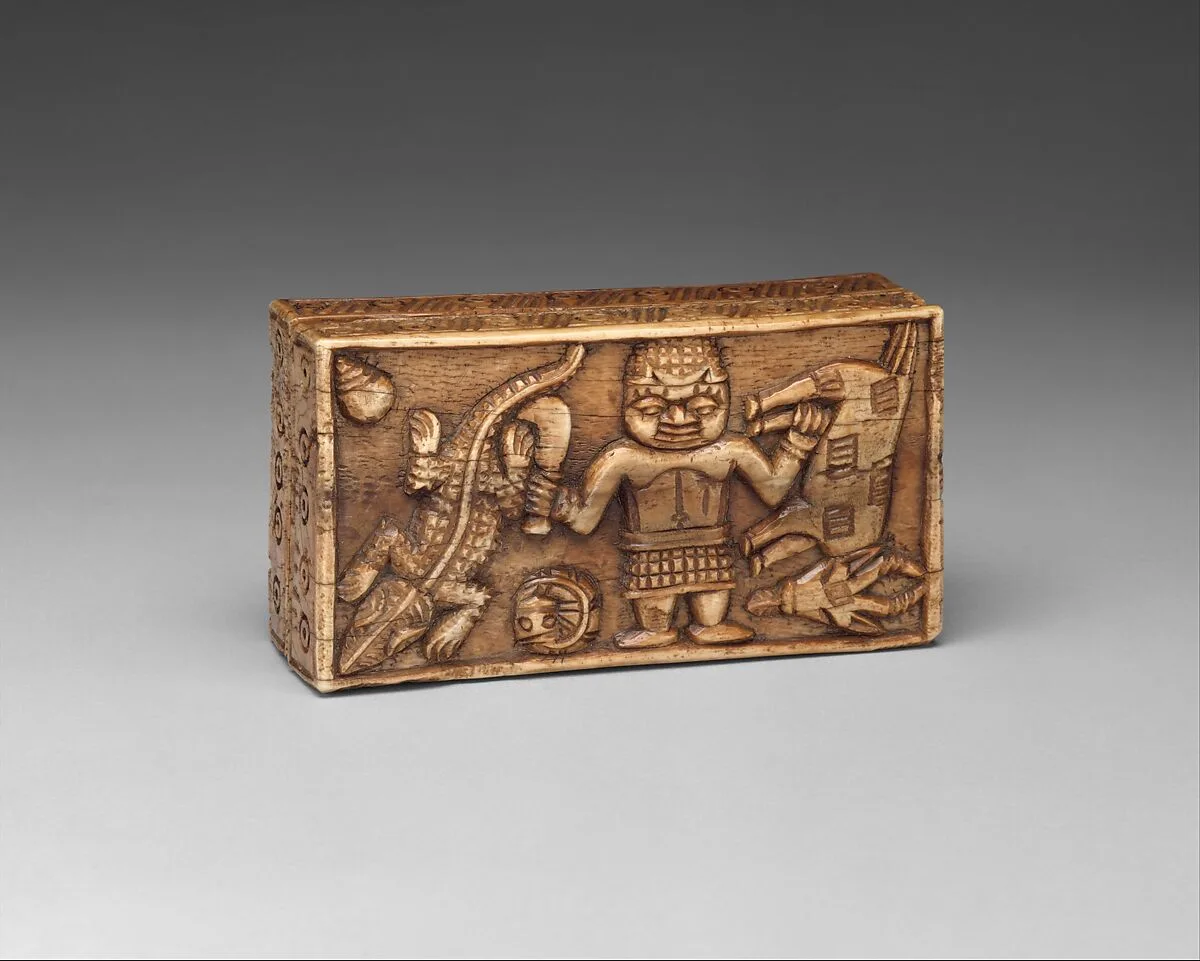 Box: Man with Goat and Crocodile — Unknown