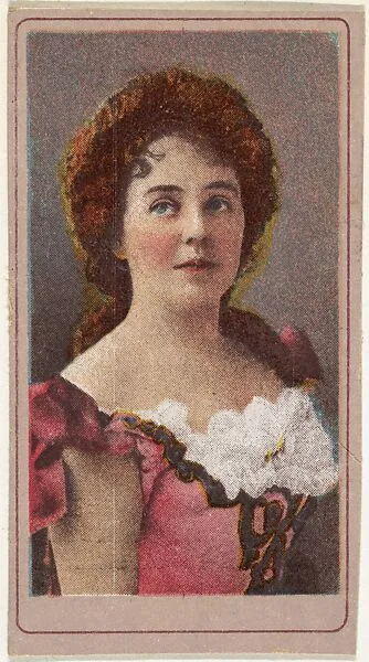 Actress wearing pink bodice with white ruffles, from the Actresses series (T176) issued by Sweet Caporal Cigarettes — Kinney Brothers Tobacco Company