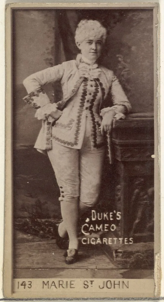 Card Number 143, Marie St. John, from the Actors and Actresses series (N145-4) issued by Duke Sons & Co. to promote Cameo Cigarettes — W. Duke, Sons & Co.