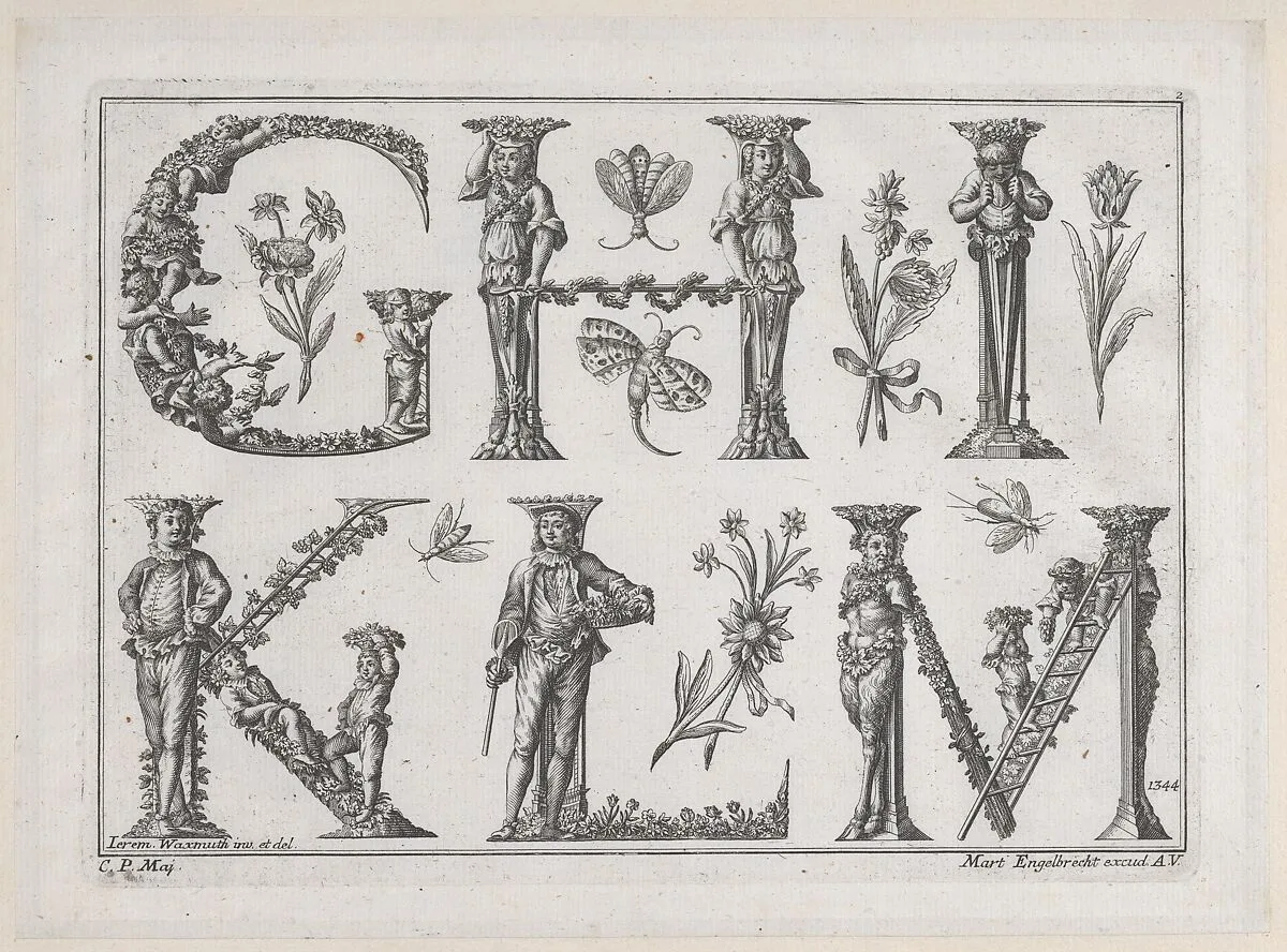 Decorated Roman alphabet — Martin Engelbrecht|Jeremias Wachsmuth