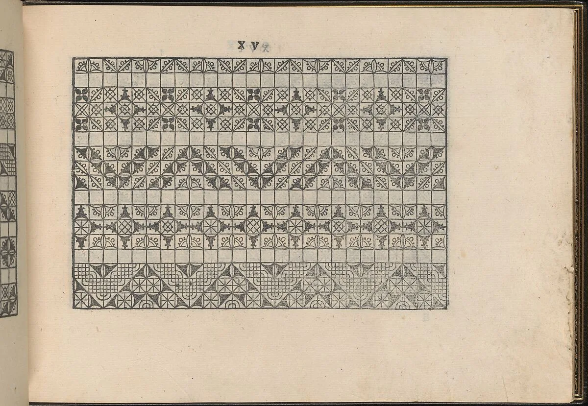 La Vera Perfettione del Disegno di varie sorti di recami, page 8 (recto) — Giovanni Ostaus|Giuseppe Salviati (Giuseppe Porta, called Il Salviati)