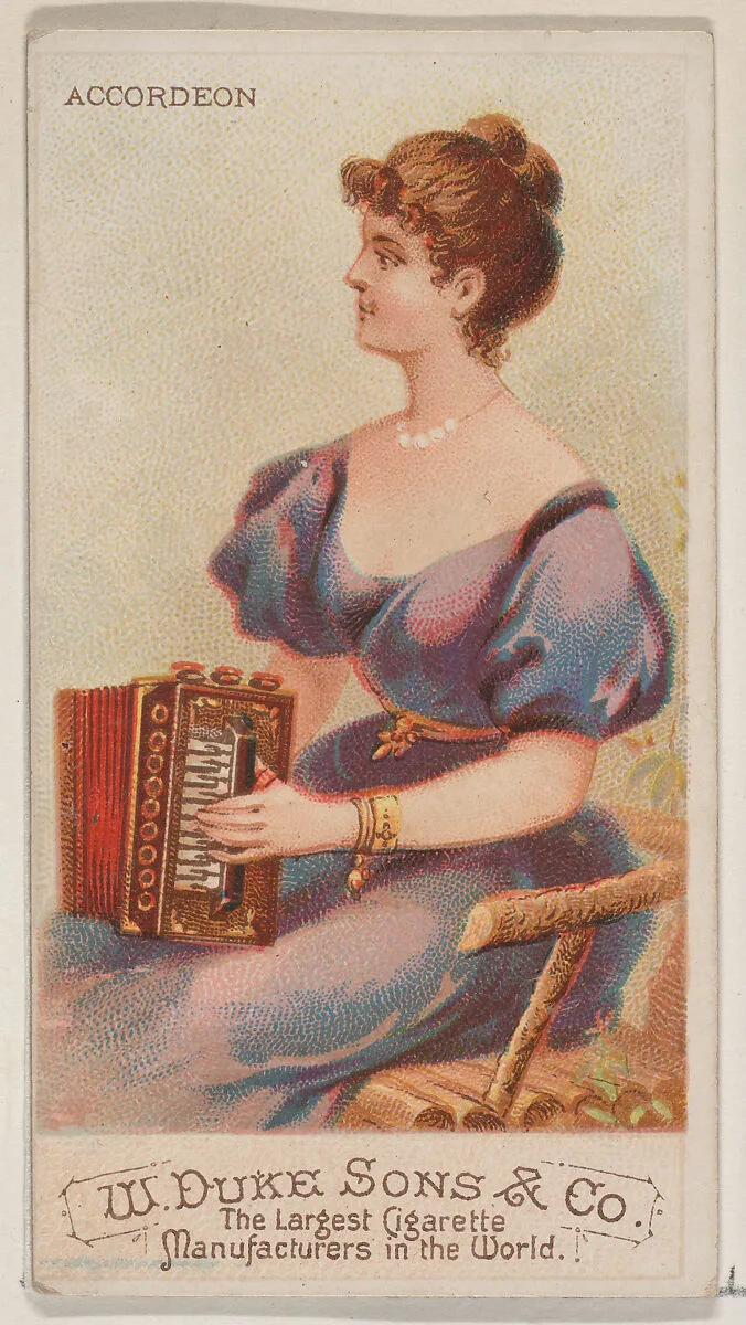 Accordion, from the Musical Instruments series (N82) for Duke brand cigarettes — W. Duke, Sons & Co.|Schumacher & Ettlinger
