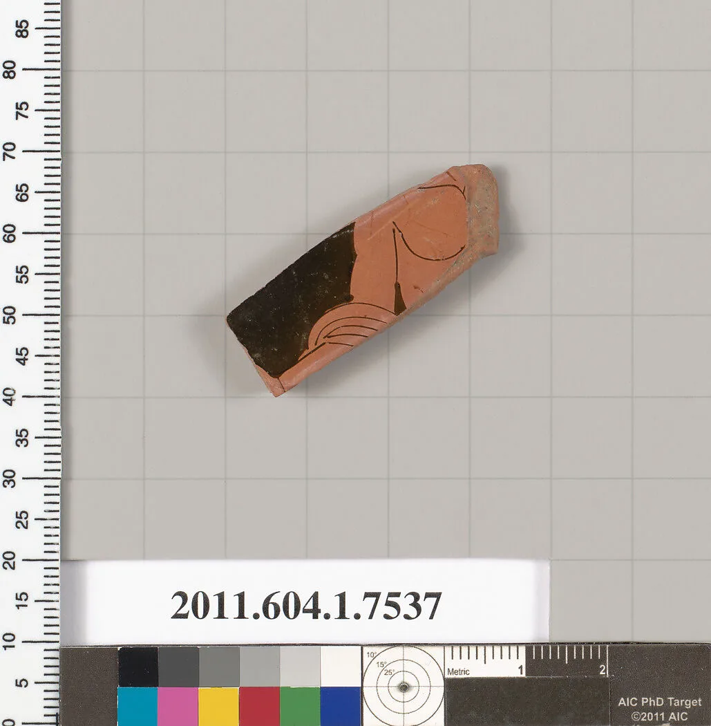 Terracotta fragment of a kylix (drinking cup) — Euaion Painter