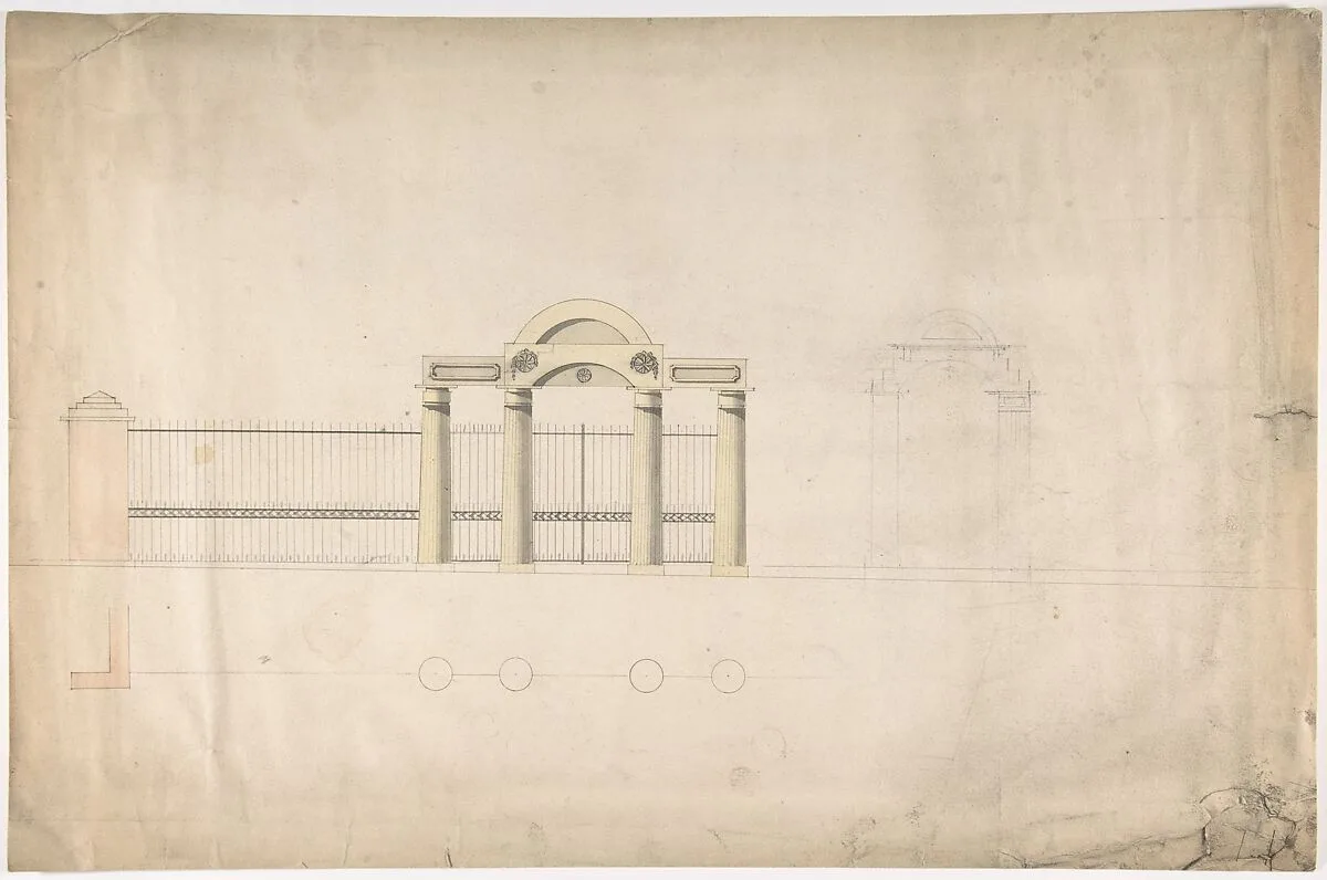 Design for a Greek Revival Entrance Screen, Elevation — Anonymous, British, early 19th century