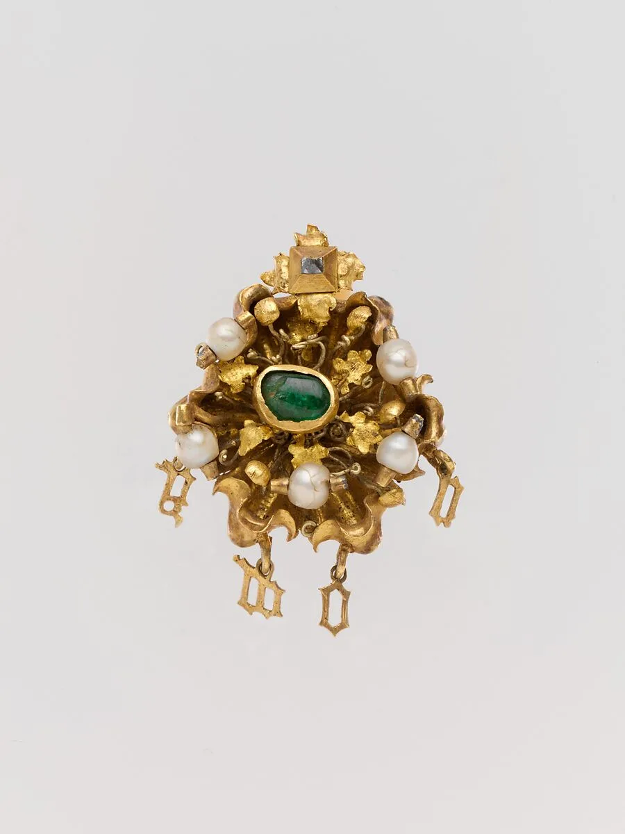 Cluster Brooch with Letters Spelling "Amor" — Unknown