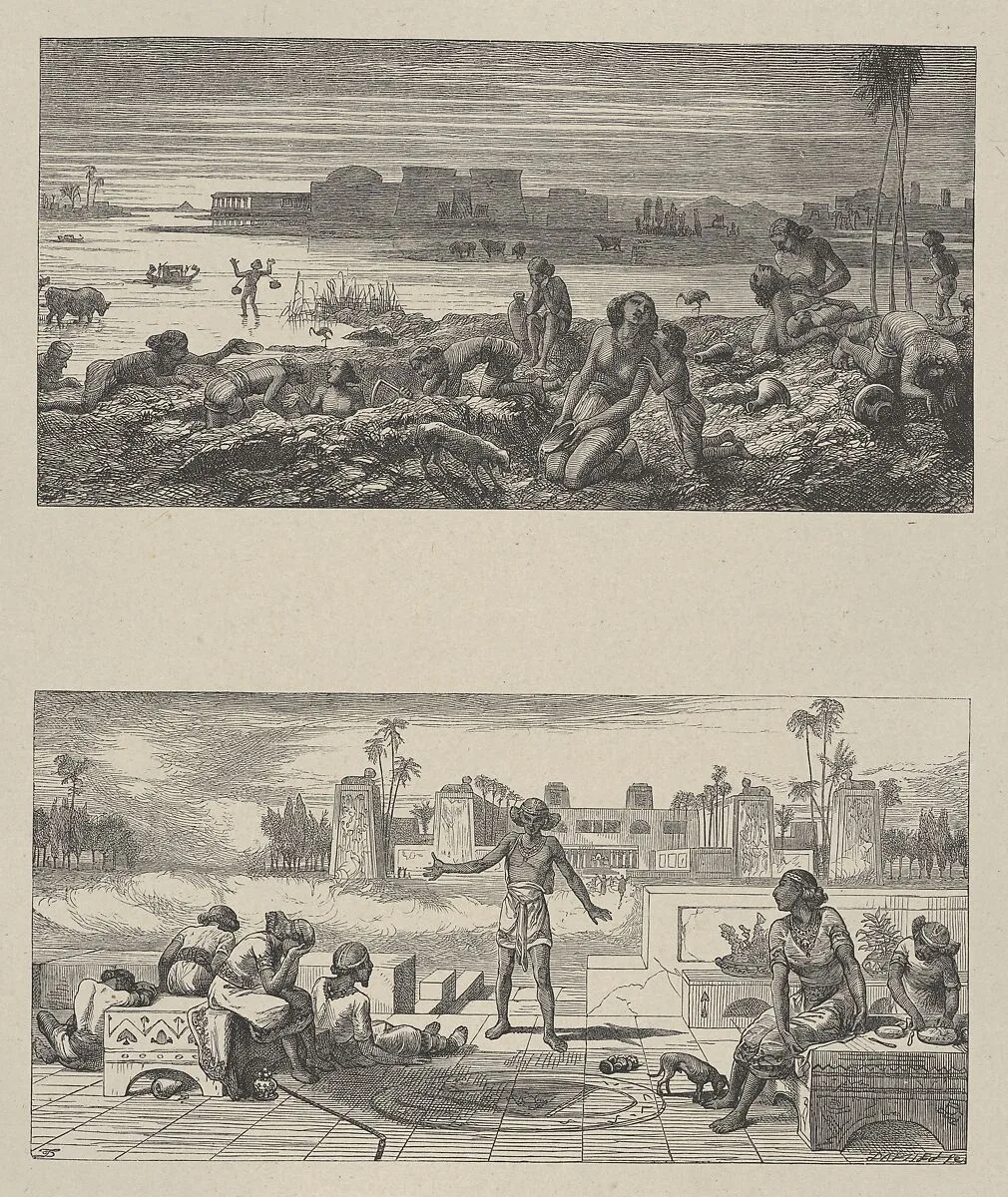 The Water Turned Into Blood–The Boils and Blanes, from "Dalziels' Bible Gallery" — Camden Press|Scribner and Welford|Dalziel Brothers|Thomas Dalziel