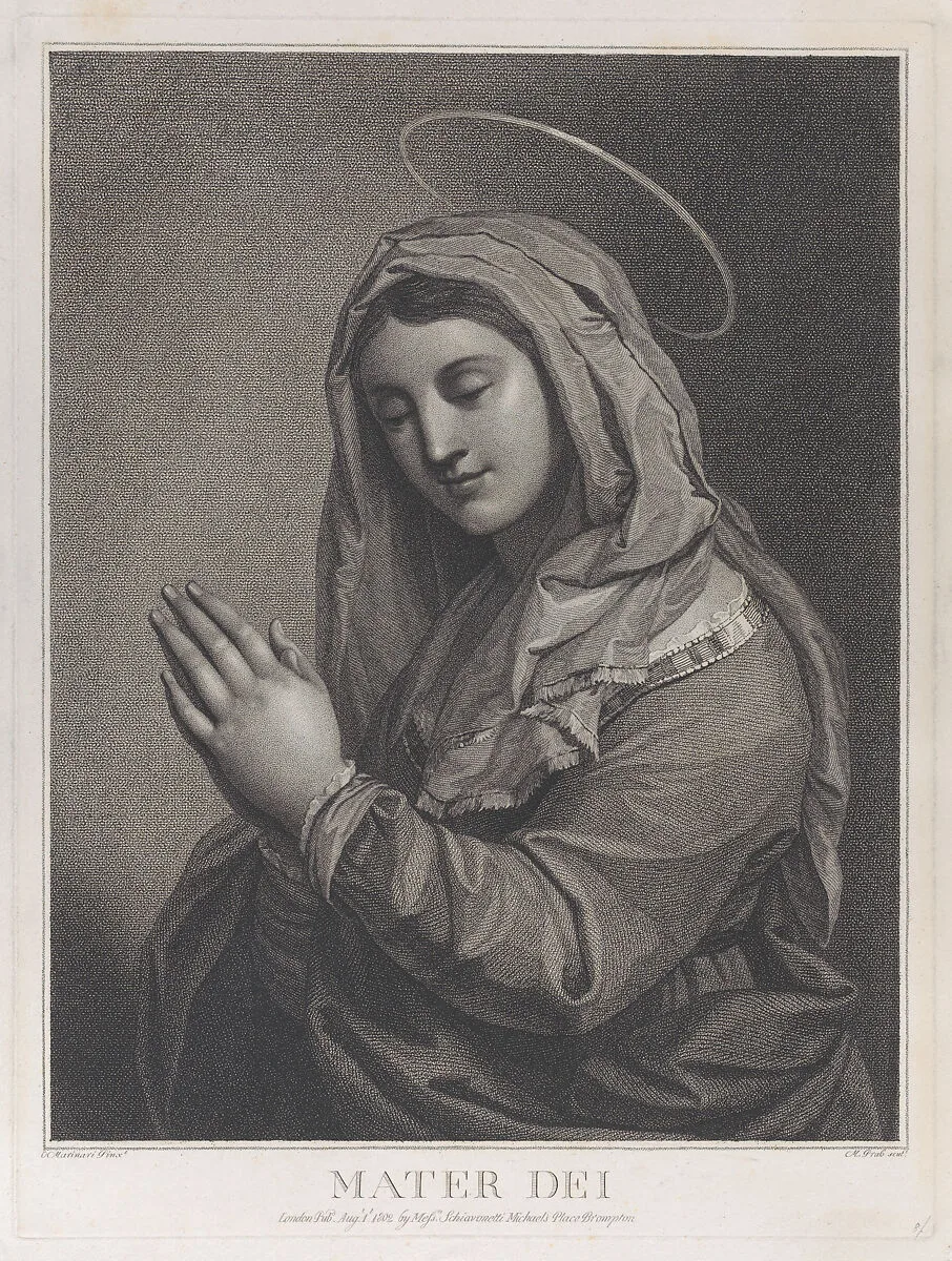 Mater Dei, the Virgin in prayer towards the left — Anonymous|Luigi Schiavonetti|Onorio Marinari