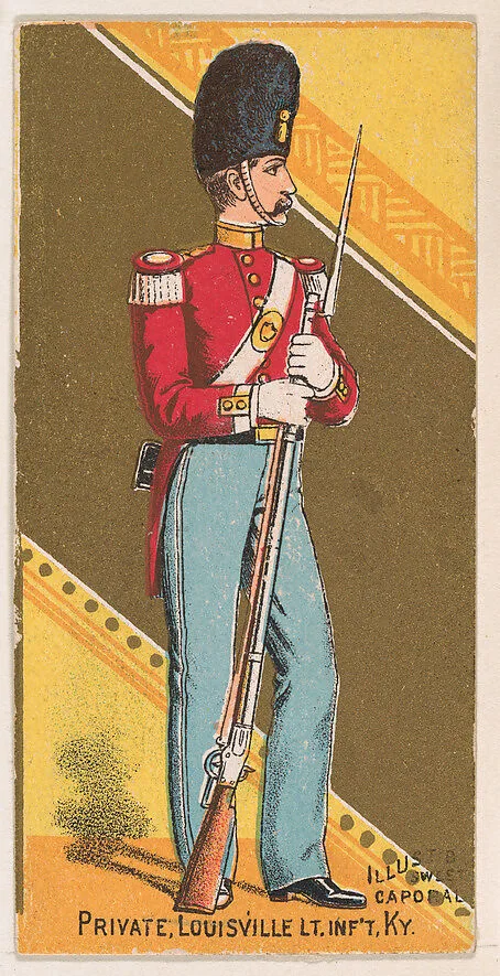 Private, Louisville, Light Infantry, Kentucky, from the Military Series (N224) issued by Kinney Tobacco Company to promote Sweet Caporal Cigarettes — Kinney Brothers Tobacco Company