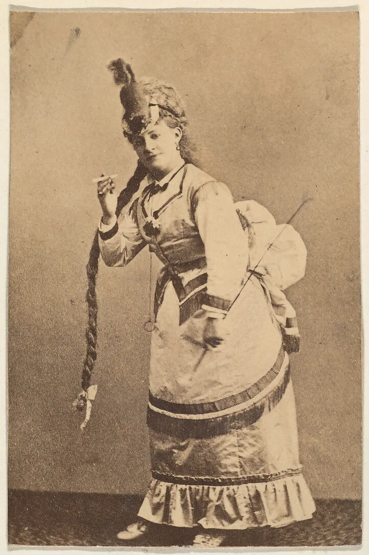 Actress with knee-length braid, from the Actresses series (N668) — Unknown