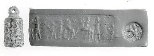 Stamp-cylinder seal (with loop handle) with hunting scene