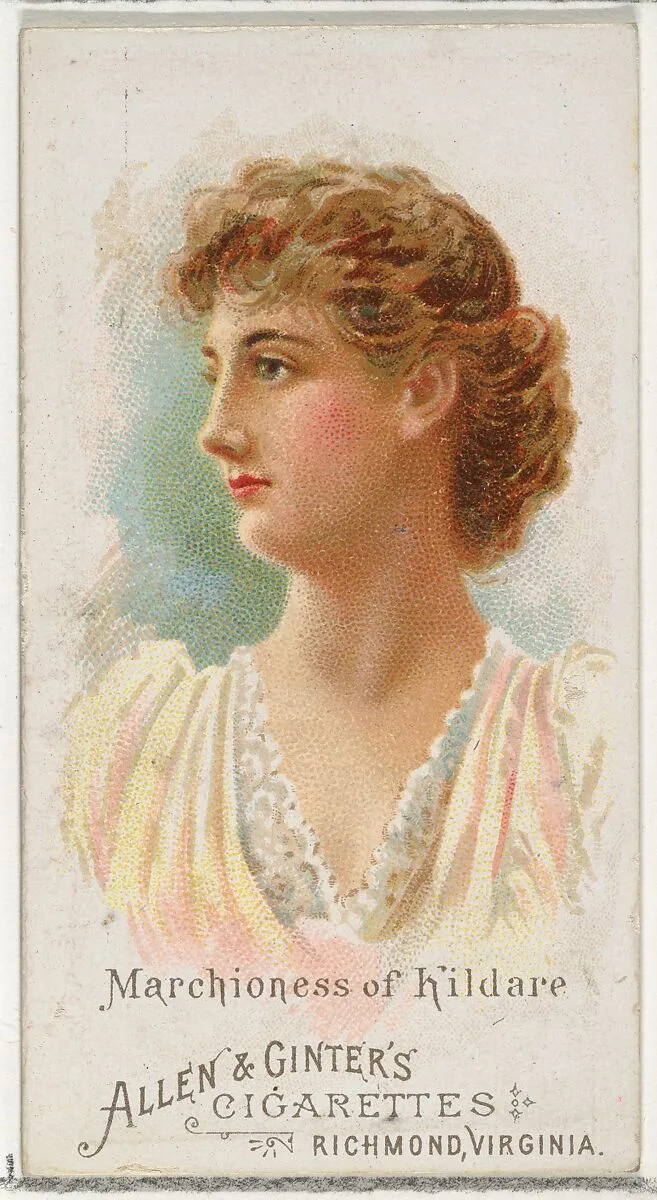 Marchioness of Kildare, from World's Beauties, Series 1 (N26) for Allen & Ginter Cigarettes — Allen & Ginter