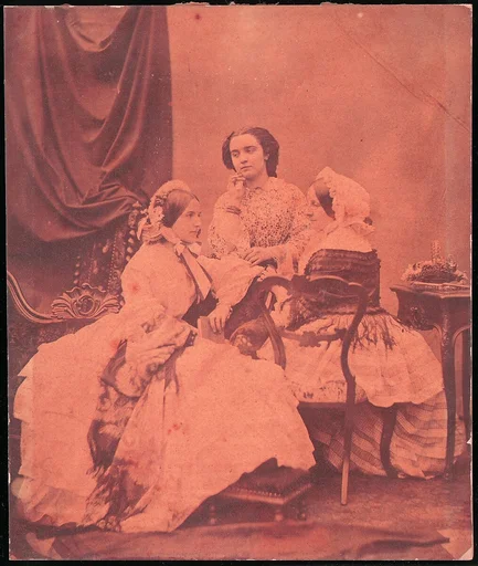 [Three Claudet Family Women Seated in Studio]