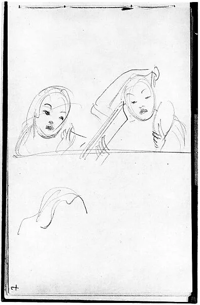 Two Javanese Dancers Applying Make-up (from Sketchbook of Javanese Dancers) — John Singer Sargent