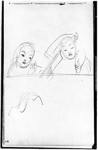 Two Javanese Dancers Applying Make-up (from Sketchbook of Javanese Dancers)
