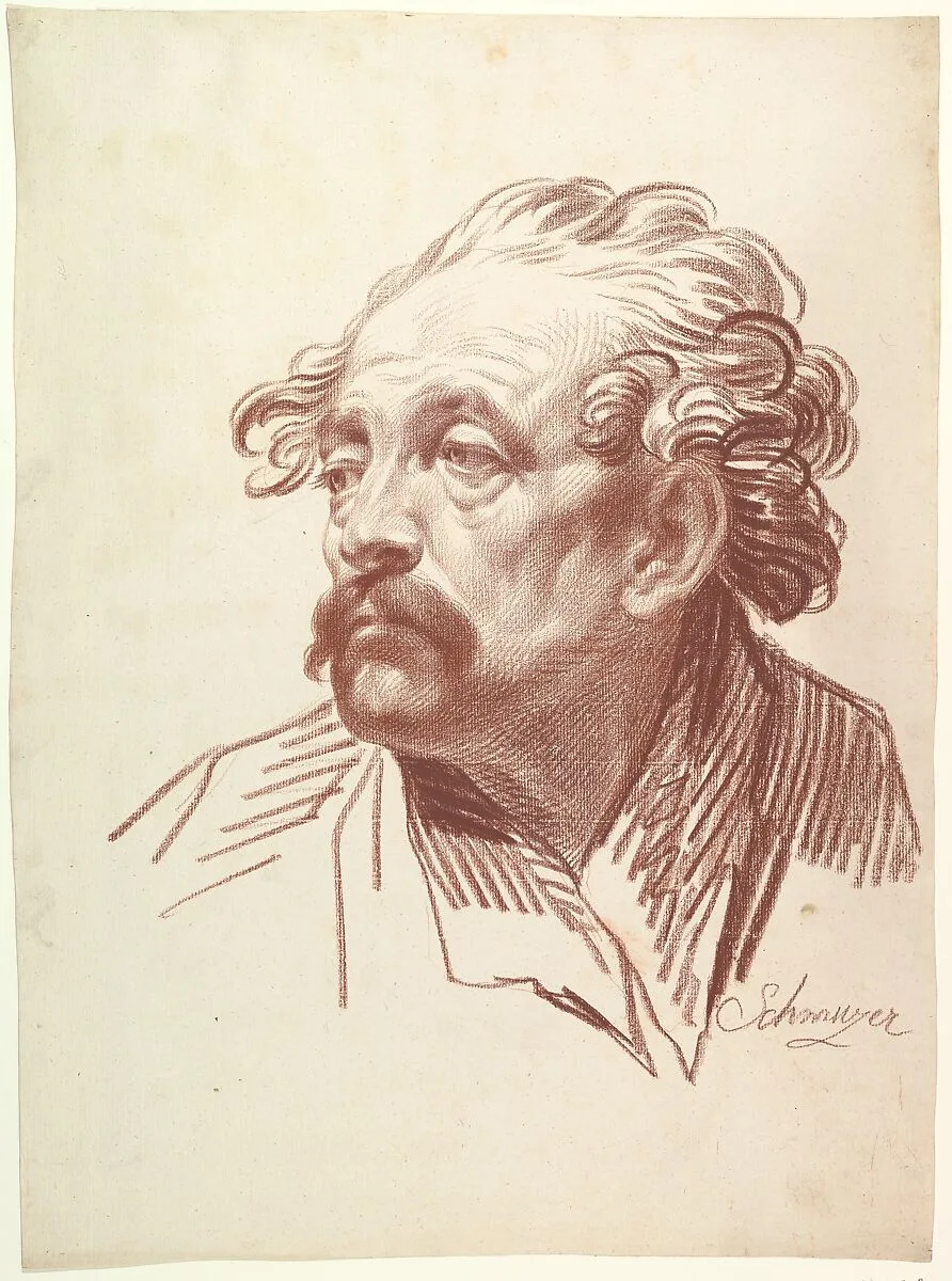 Head of a Man with a Moustache Looking Left — Jakob Matthias Schmutzer