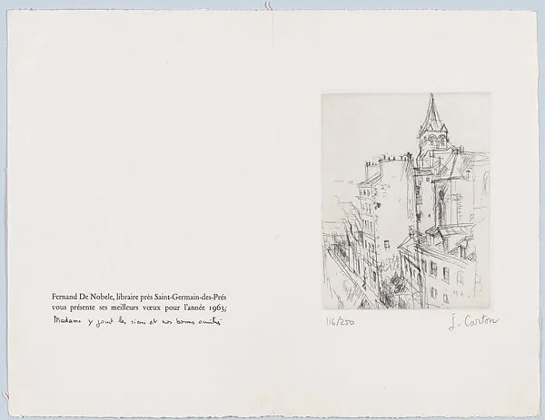 New Year Greeting Card with View of Paris — Jean-Maurice Carton