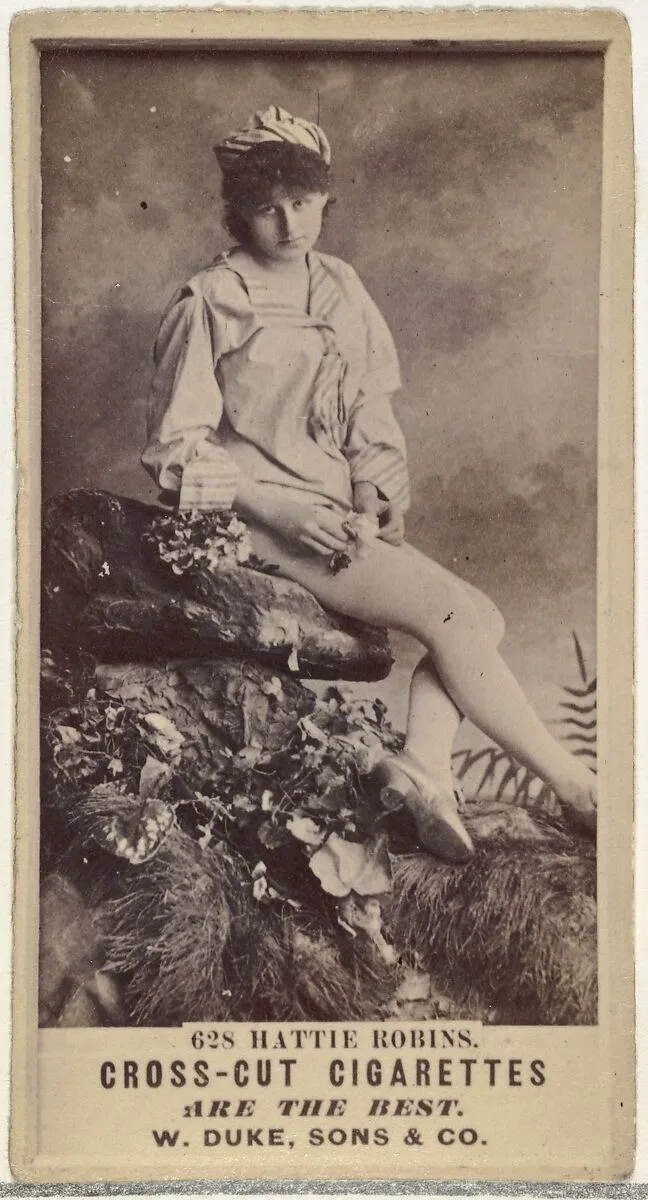 Card Number 628, Hattie Robins, from the Actors and Actresses series (N145-3) issued by Duke Sons & Co. to promote Cross Cut Cigarettes — W. Duke, Sons & Co.