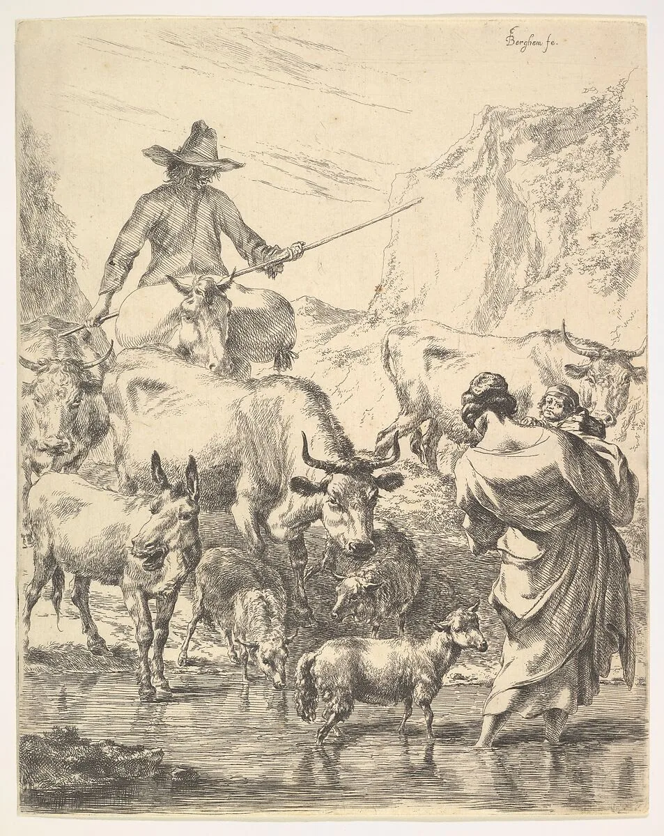 Le Troupeau Traversant Le Ruisseau — Nicolaes Berchem