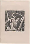 A circus; a horse on barrel, a man goading it with a whip — Carlos Orozco Romero