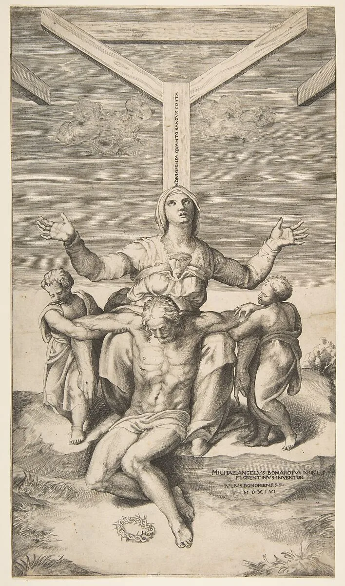 Pietà with Angels in front of the Cross — Giulio Bonasone|Michelangelo Buonarroti