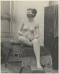 [Nude Female Model with Scarf Over Mouth]